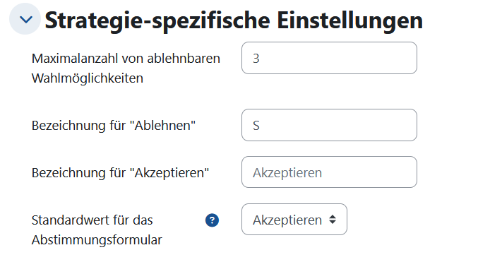 Strategie-spezifische Einstellungen