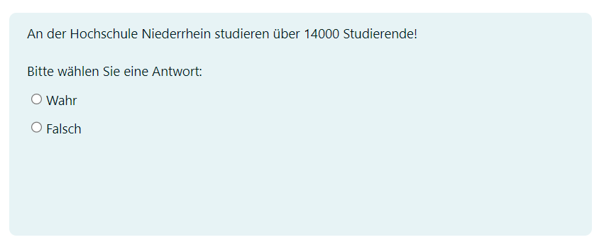 Beispiel für Wahr Falsch-Frage