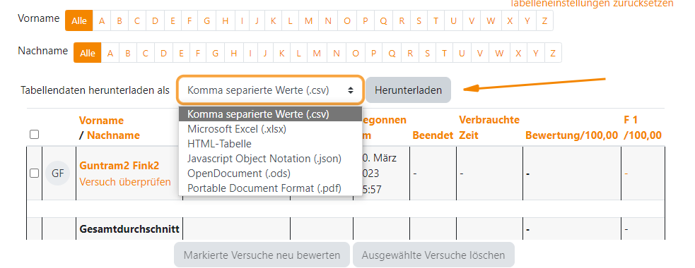 Screenshto Testergebnisse herunterladen