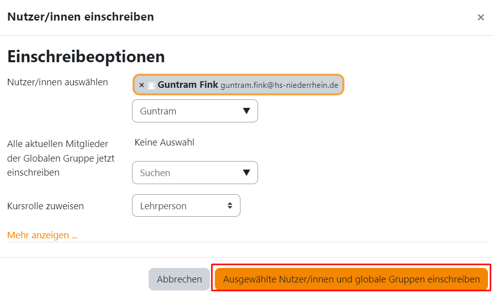 Lehrperson einschreiben