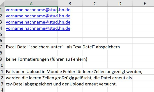 Screenshot Excel-Tabelle