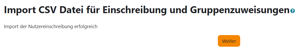 erfolgreiche csv-Einschreibung